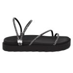 Papete Flat Malu Feminina Vittal com Strass Brilhante Anatômica - R025-Preto