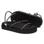 Papete Flat Malu Feminina Vittal com Strass Brilhante Anatômica - R025-Preto