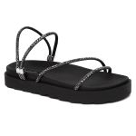 Papete Flat Malu Feminina Vittal com Strass Brilhante Anatômica - R025-Preto