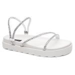 Papete Flat Malu Feminina Vittal com Strass Brilhante Anatômica - R025-OffWhite