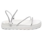 Papete Flat Malu Feminina Vittal com Strass Brilhante Anatômica - R025-OffWhite