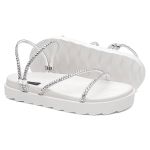 Papete Flat Malu Feminina Vittal com Strass Brilhante Anatômica - R025-OffWhite