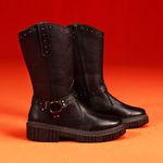 Bota Feminina Country Alice em Couro Legitimo com Fivela - R4080-Preto