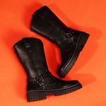 Bota Feminina Country Alice em Couro Legitimo com Fivela - R4080-Preto