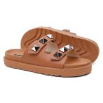 Sandália Birken Feminina em Couro Vittal Chiara Caramelo com Sparkle - R0130Caramelo