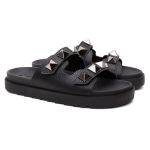 Sandália Birken Feminina em Couro Vittal Chiara Preta com Sparkle - R0130Preto