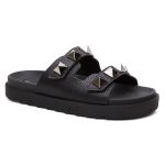 Sandália Birken Feminina em Couro Vittal Chiara Preta com Sparkle - R0130Preto