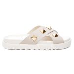 Sandália Birken Feminina em Couro Vittal Marina OffWhite Tiras Cruzadas com Sparkle - R0140OffWhite 