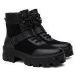 Bota Coturno Feminino Melina Preto Exclusivo Tratorado com Fivela Removível Vittal - R4040-Preto