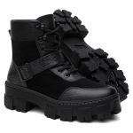 Bota Coturno Feminino Melina Preto Exclusivo Tratorado com Fivela Removível Vittal - R4040-Preto