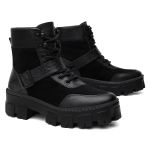 Bota Coturno Feminino Melina Preto Exclusivo Tratorado com Fivela Removível Vittal - R4040-Preto