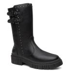 Bota Feminina Montaria Grazi em Couro Legitimo com Fivela - R4070-Preto