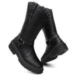 Bota Feminina Country Alice em Couro Legitimo com Fivela - R4080-Preto