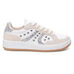 Tênis Feminino Sneakers com Metais Loren Branco e OffWhite Vittal