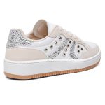 Tênis Feminino Sneakers com Metais Loren Branco e OffWhite Vittal