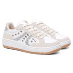 Tênis Feminino Sneakers com Metais Loren Branco e OffWhite Vittal