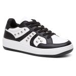 Tênis Feminino Sneakers com Metais Loren Branco e Preto Vittal