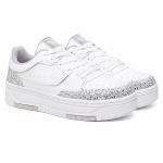 Tênis Feminino Vittal Aura Branco e Prata Solado Flatform Confort