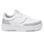 Tênis Feminino Vittal Aura Branco e Prata Solado Flatform Confort