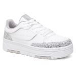 Tênis Feminino Vittal Aura Branco e Prata Solado Flatform Confort