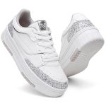 Tênis Feminino Vittal Aura Branco e Prata Solado Flatform Confort