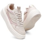 Tênis Feminino Vittal Sneakers Cyndi OffWhite e Rose Solado Flatform Confort