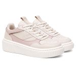 Tênis Feminino Vittal Sneakers Cyndi OffWhite e Rose Solado Flatform Confort