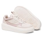 Tênis Feminino Vittal Sneakers Cyndi OffWhite e Rose Solado Flatform Confort