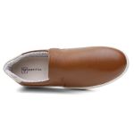 Tênis Masculino Slip On Casual Vittal em Couro Caramelo