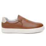 Tênis Masculino Slip On Casual Vittal em Couro Caramelo