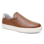 Tênis Masculino Slip On Casual Vittal em Couro Caramelo