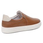 Tênis Masculino Slip On Casual Vittal em Couro Caramelo