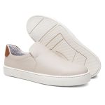 Tênis Masculino Slip On Casual Vittal em Couro OffWhite