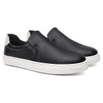 Tênis Masculino Slip On Casual Vittal em Couro Preto