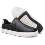 Tênis Masculino Slip On Casual Vittal em Couro Preto