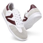 Tênis Feminino Em Couro Vittal Estela Branco e Bordo