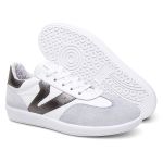 Tênis Feminino Em Couro Vittal Estela Branco e Onix
