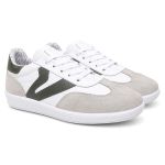 Tênis Feminino Em Couro Vittal Estela Branco e Verde
