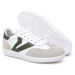 Tênis Feminino Em Couro Vittal Estela Branco e Verde