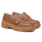 Mocassim Feminino com 3 Fivelas Removiveis Caramelo