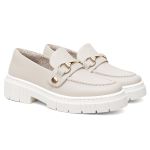 Mocassim Feminino com 3 Fivelas Removiveis OffWhite