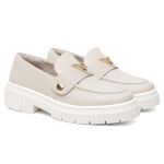 Mocassim Feminino com 3 Fivelas Removiveis OffWhite