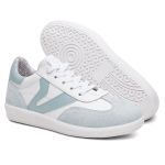Tênis Feminino Em Couro Vittal Estela Branco e Azul