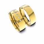 Alianças em Ouro 18K amarelo Anatômicas com Diamantes (5.50 mm de largura)