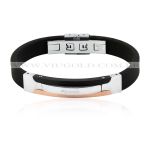 Pulseira masculina design Italiano de Aço com Silicone e detalhe Black / Rose