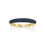 Anel em ouro 18k amarelo com Safira azul sintética