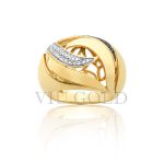 Anel em ouro 18k amarelo com Diamante branco e Diamante negro