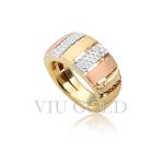 Anel linha comfort em ouro 18k amarelo, branco, Rose com detalhe fosco e polido