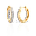 Brinco de argola oval em ouro 18k amarelo e branco com Diamantes