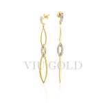 Brinco argolas penduradas em ouro 18k amarelo e branco com Diamantes